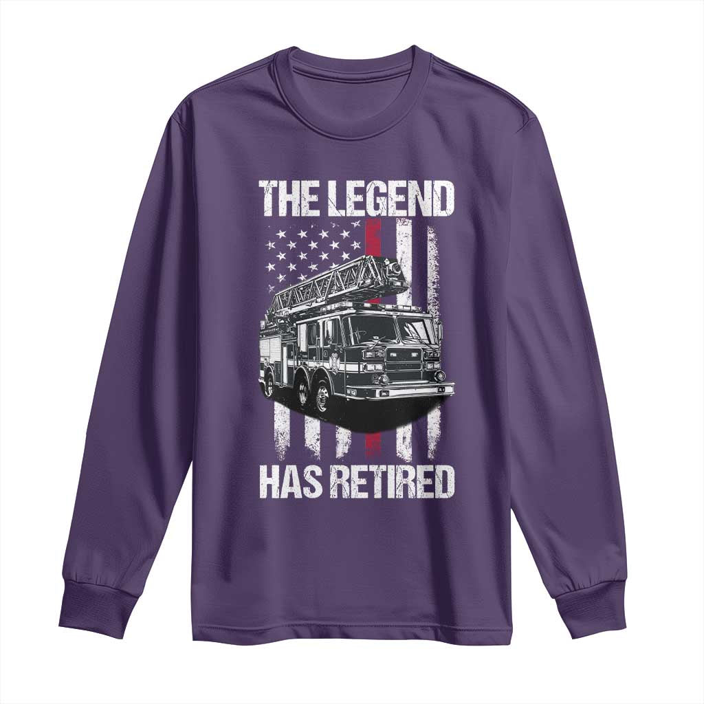 Retired Firefighter Long Sleeve Shirt American Flag Vintage Fireman Retirement Gifts TS10 Purple Print Your Wear
