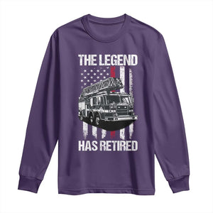 Retired Firefighter Long Sleeve Shirt American Flag Vintage Fireman Retirement Gifts TS10 Purple Print Your Wear