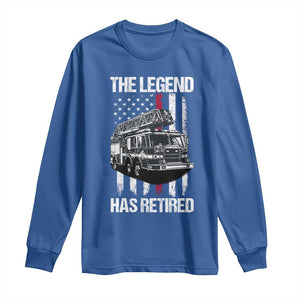 Retired Firefighter Long Sleeve Shirt American Flag Vintage Fireman Retirement Gifts TS10 Royal Blue Print Your Wear