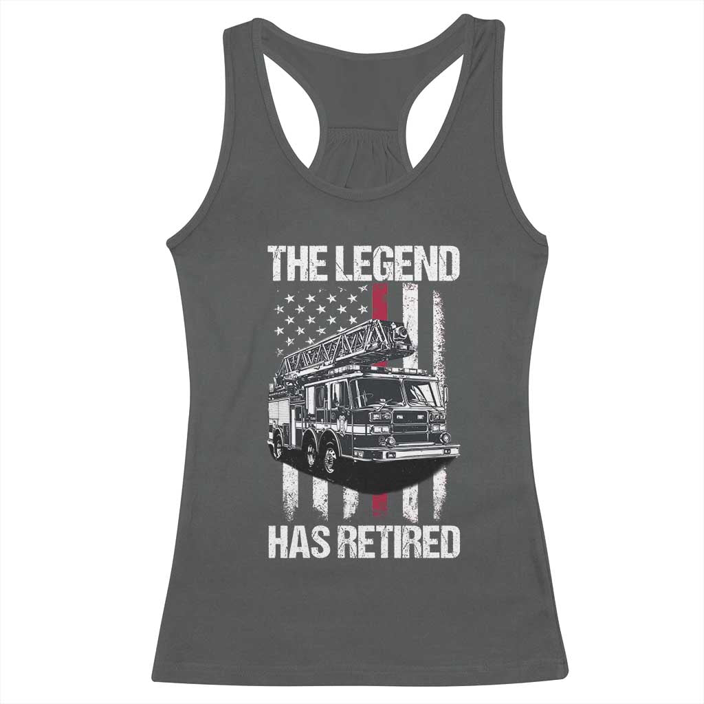 Retired Firefighter Racerback Tank Top American Flag Vintage Fireman Retirement Gifts TS10 Dark Heather Print Your Wear