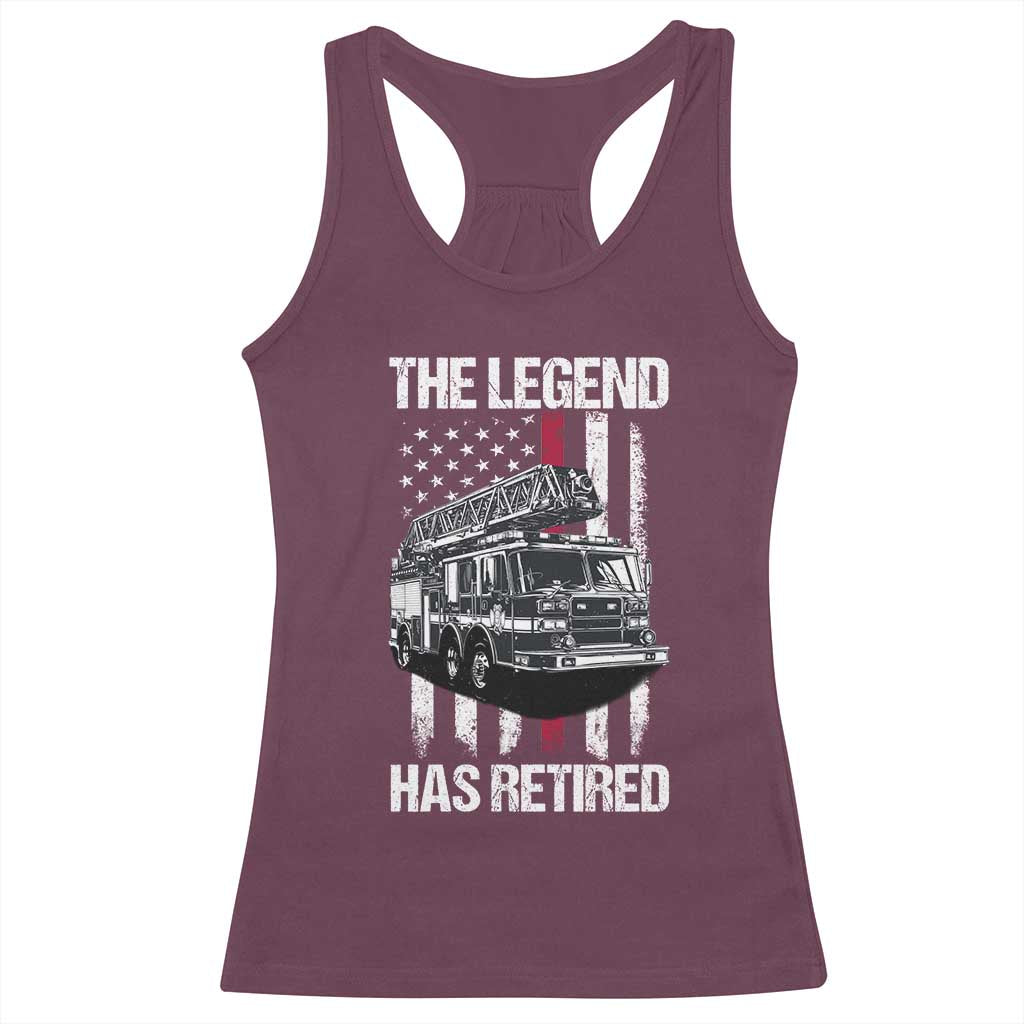 Retired Firefighter Racerback Tank Top American Flag Vintage Fireman Retirement Gifts TS10 Maroon Print Your Wear