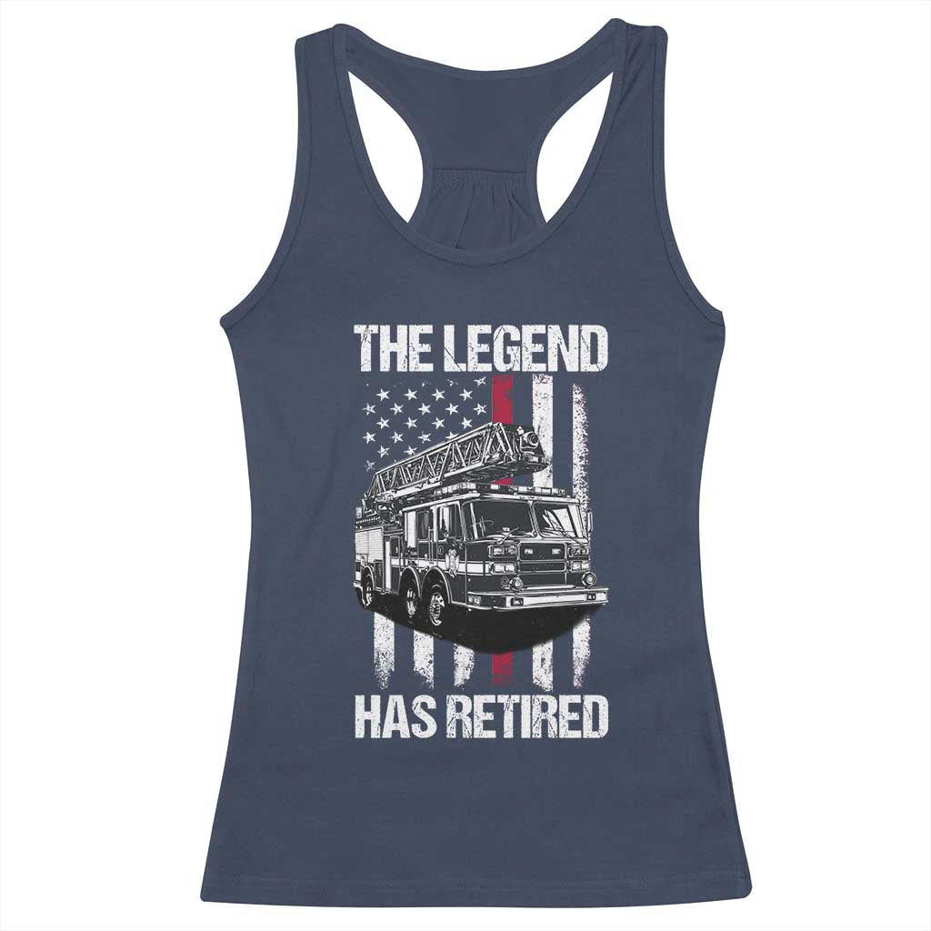Retired Firefighter Racerback Tank Top American Flag Vintage Fireman Retirement Gifts TS10 Navy Print Your Wear