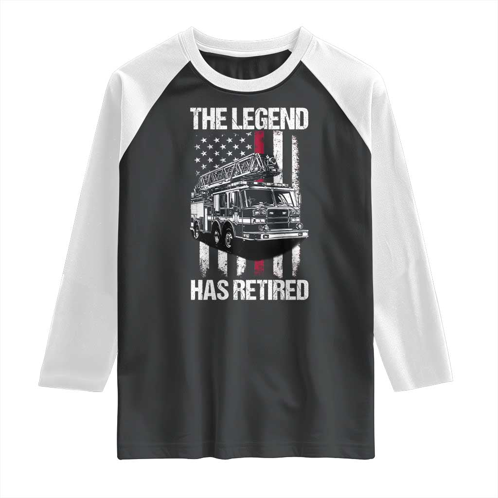 Retired Firefighter Raglan Shirt American Flag Vintage Fireman Retirement Gifts TS10 Black White Print Your Wear