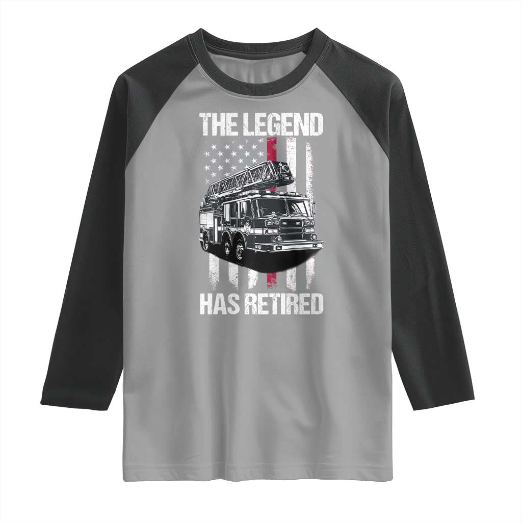 Retired Firefighter Raglan Shirt American Flag Vintage Fireman Retirement Gifts TS10 Sport Gray Black Print Your Wear