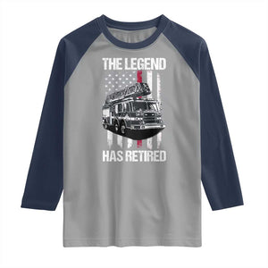 Retired Firefighter Raglan Shirt American Flag Vintage Fireman Retirement Gifts TS10 Sport Gray Navy Print Your Wear
