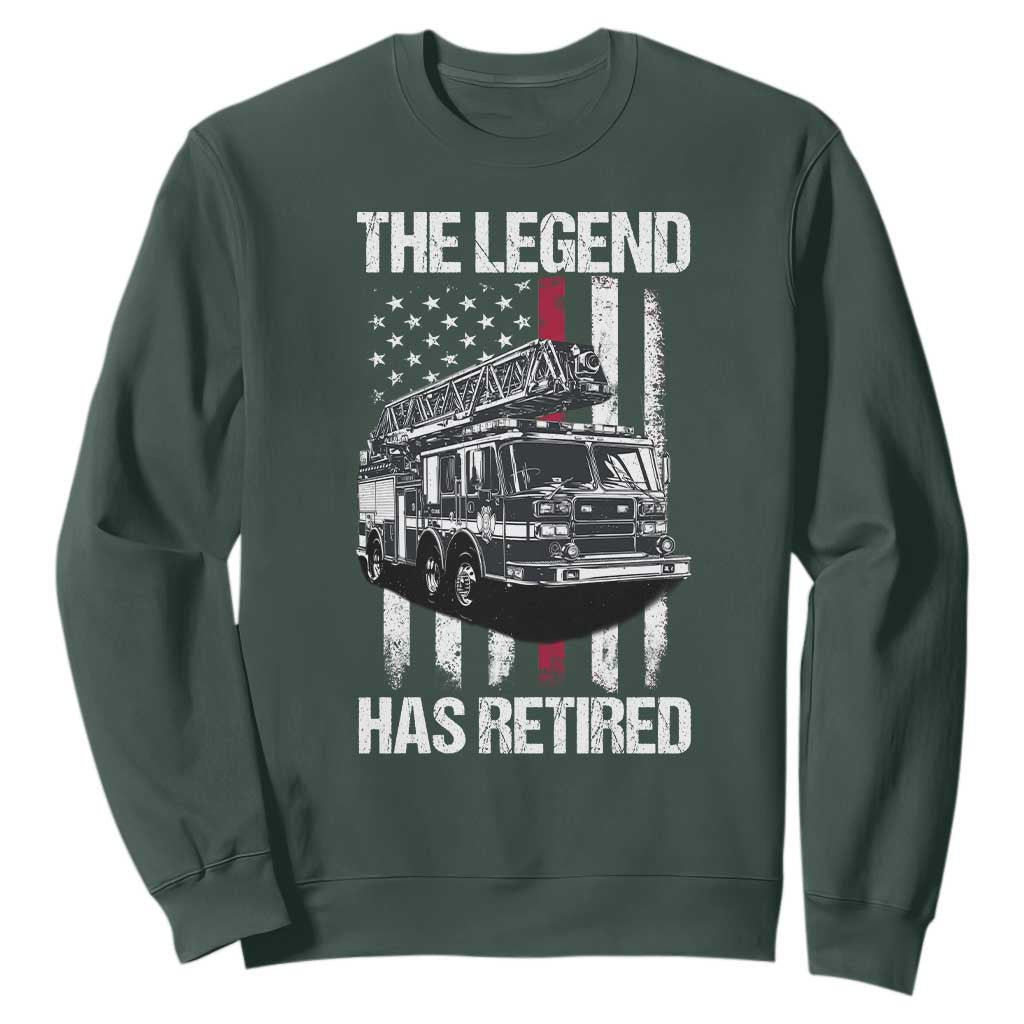 Retired Firefighter Sweatshirt American Flag Vintage Fireman Retirement Gifts TS10 Dark Forest Green Print Your Wear