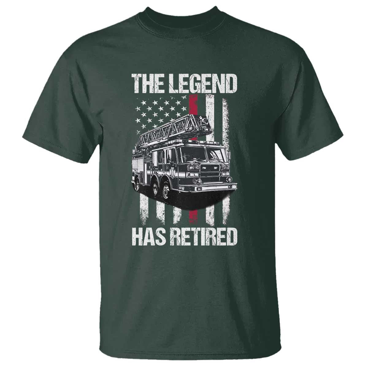 Retired Firefighter T Shirt American Flag Vintage Fireman Retirement Gifts TS10 Dark Forest Green Print Your Wear