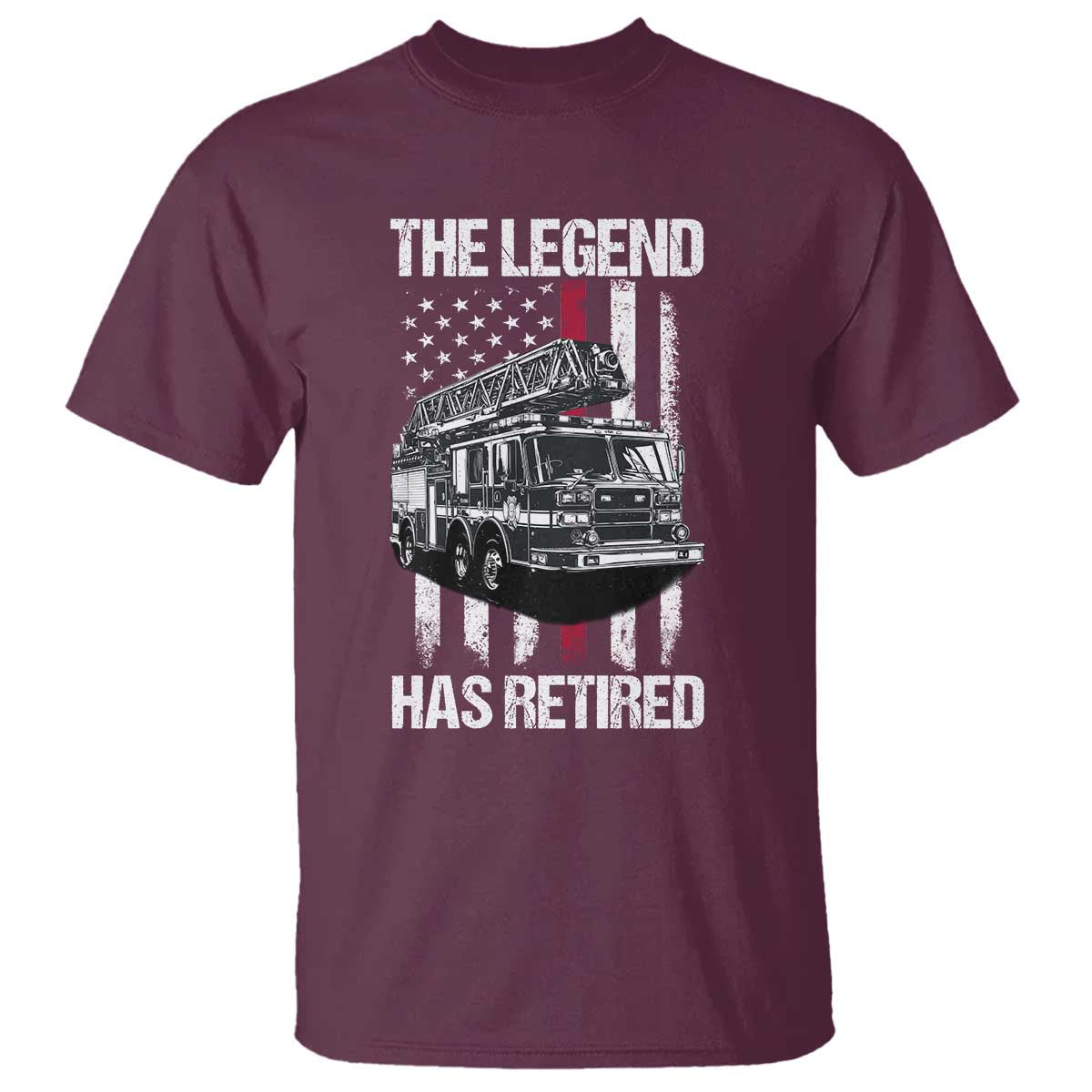 Retired Firefighter T Shirt American Flag Vintage Fireman Retirement Gifts TS10 Maroon Print Your Wear