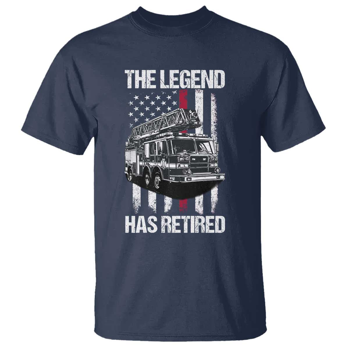 Retired Firefighter T Shirt American Flag Vintage Fireman Retirement Gifts TS10 Navy Print Your Wear
