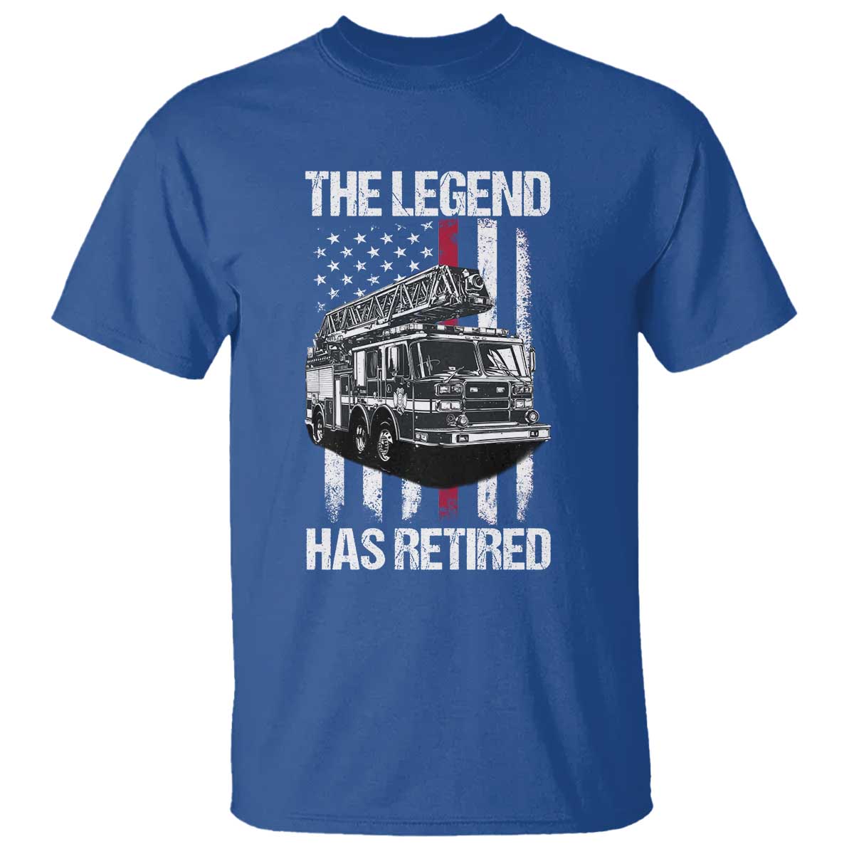 Retired Firefighter T Shirt American Flag Vintage Fireman Retirement Gifts TS10 Royal Blue Print Your Wear