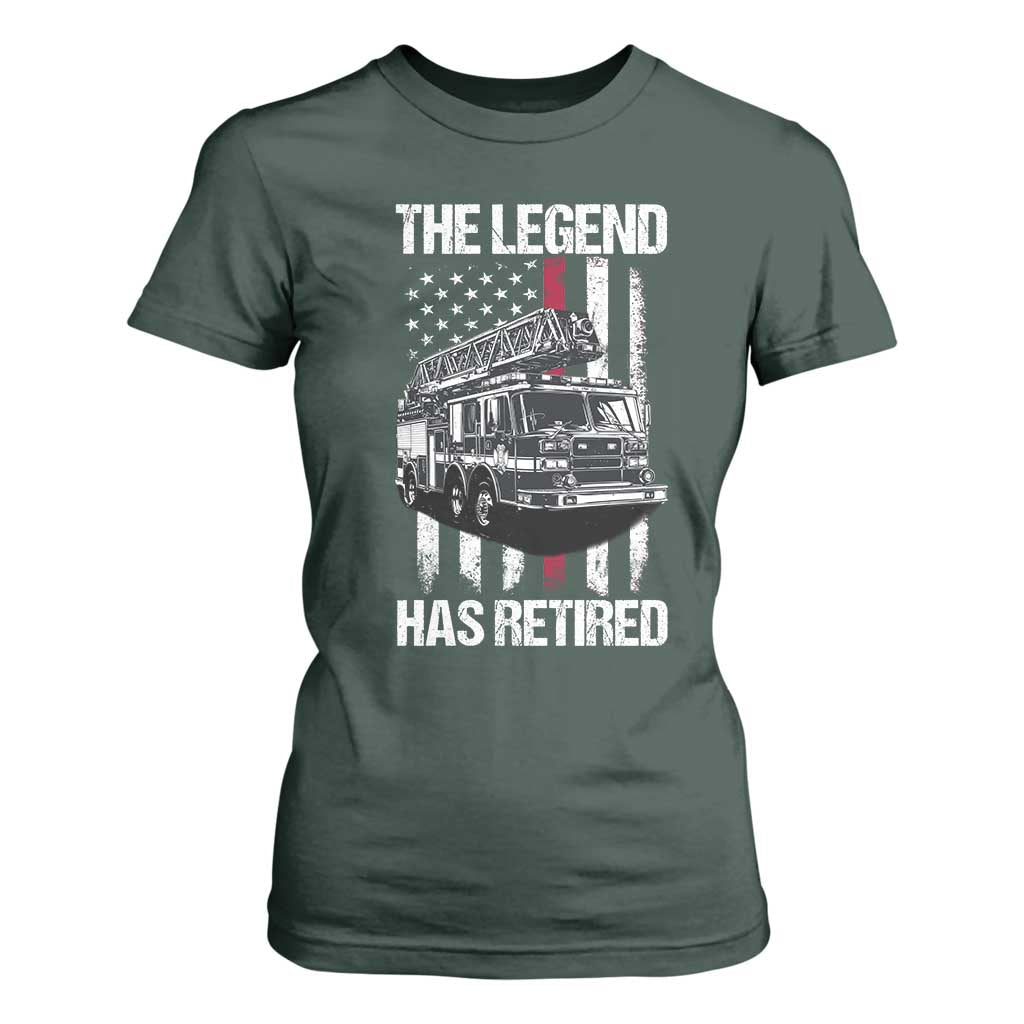 Retired Firefighter T Shirt For Women American Flag Vintage Fireman Retirement Gifts TS10 Dark Forest Green Print Your Wear
