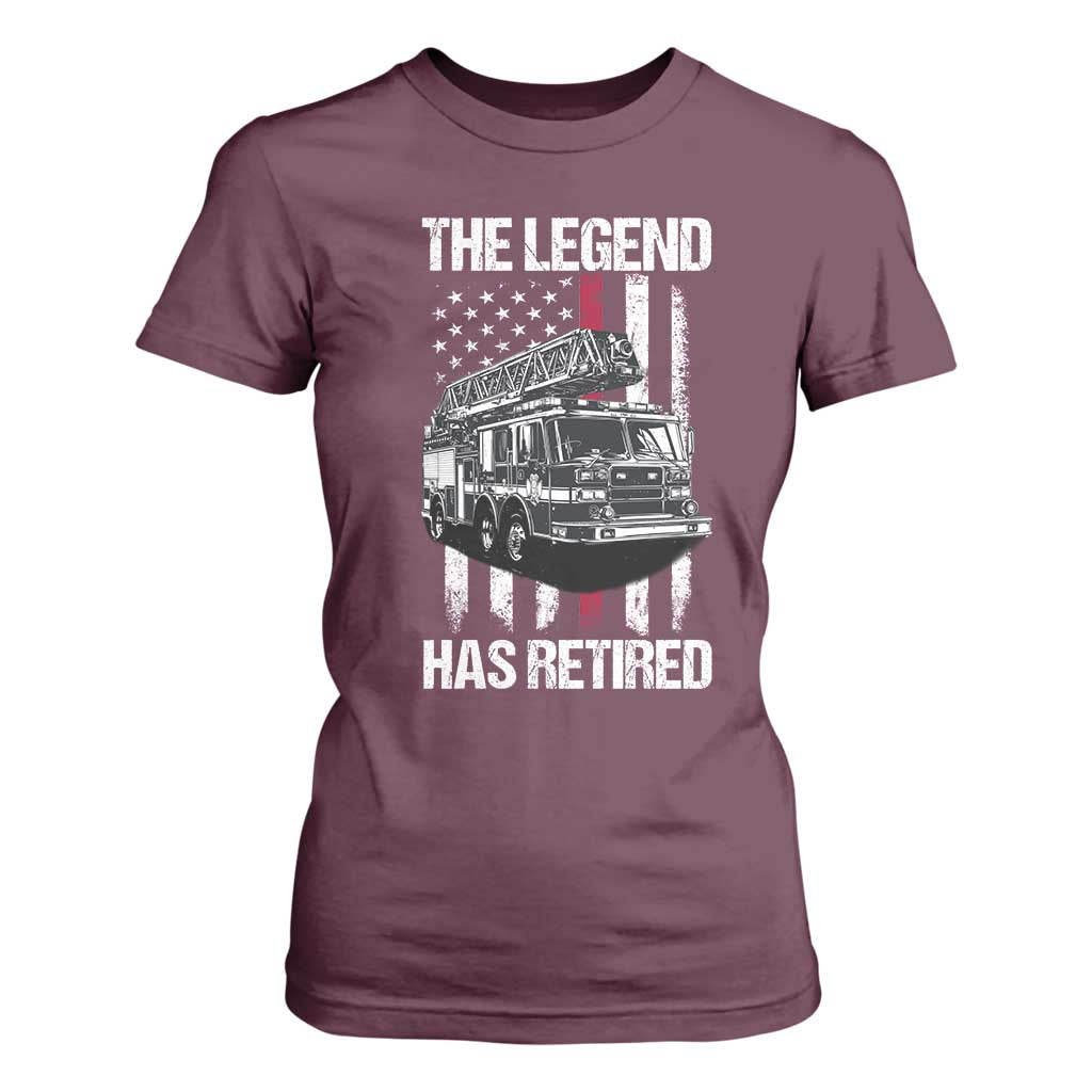 Retired Firefighter T Shirt For Women American Flag Vintage Fireman Retirement Gifts TS10 Maroon Print Your Wear