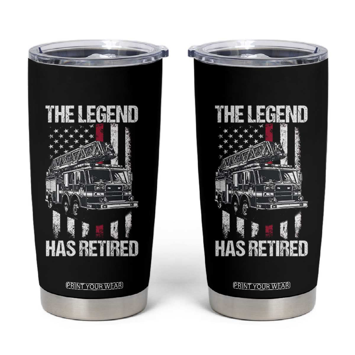 Retired Firefighter Tumbler Cup American Flag Vintage Fireman Retirement Gifts TS10 Black Print Your Wear
