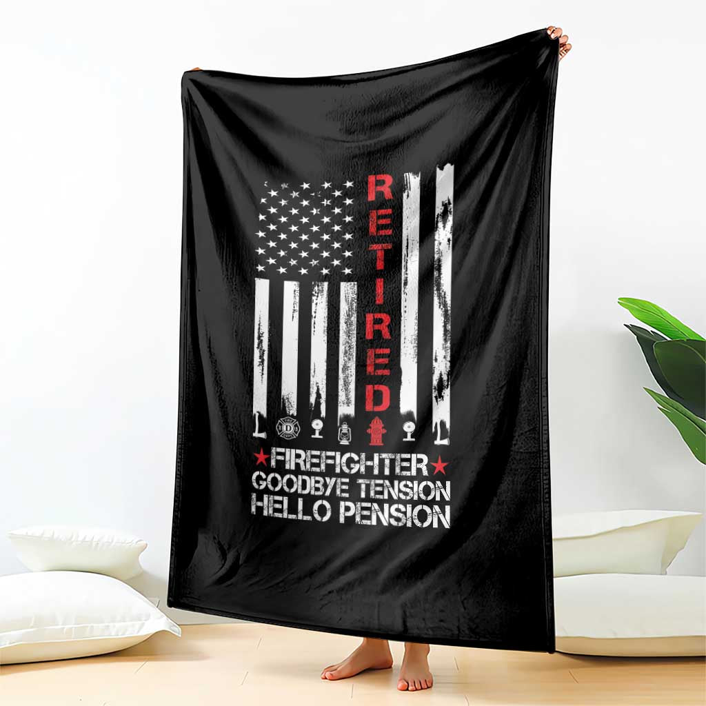 Retired Firefighter Throw Blanket Goodbye Tension Hello Pension Fireman Retirement Gifts TS10 Print Your Wear
