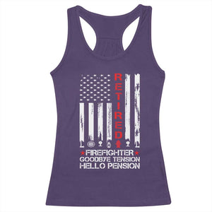 Retired Firefighter Racerback Tank Top Goodbye Tension Hello Pension Fireman Retirement Gifts TS10 Purple Print Your Wear