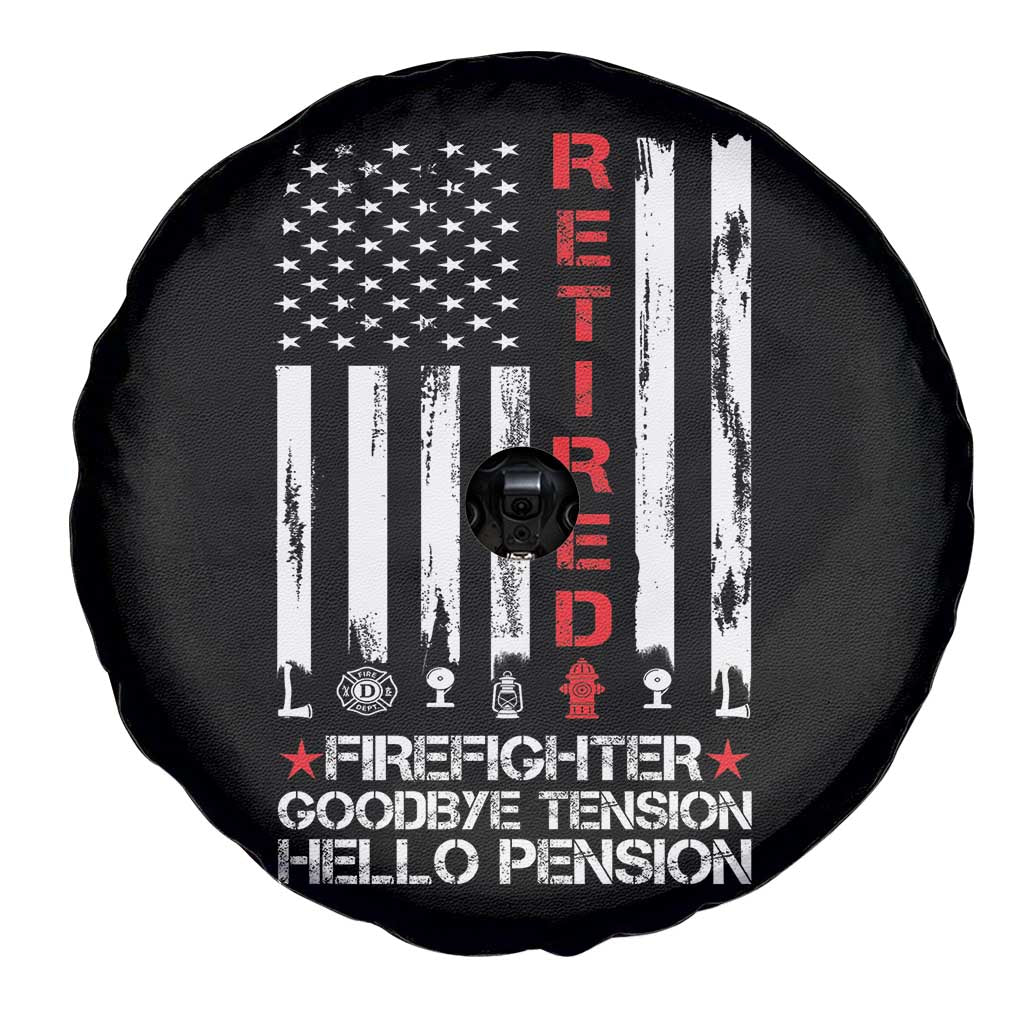 Retired Firefighter Spare Tire Cover Goodbye Tension Hello Pension Fireman Retirement Gifts TS10 Print Your Wear