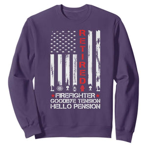 Retired Firefighter Sweatshirt Goodbye Tension Hello Pension Fireman Retirement Gifts TS10 Purple Print Your Wear