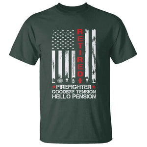 Retired Firefighter T Shirt - Goodbye Tension Hello Pension Fireman Retirement Gift Tee TS10 Dark Forest Green Print Your Wear