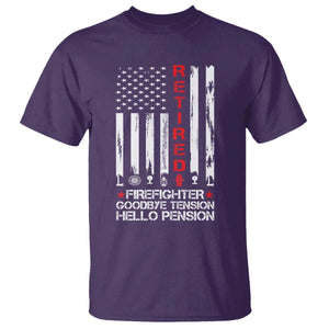 Retired Firefighter T Shirt - Goodbye Tension Hello Pension Fireman Retirement Gift Tee TS10 Purple Print Your Wear
