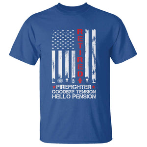 Retired Firefighter T Shirt - Goodbye Tension Hello Pension Fireman Retirement Gift Tee TS10 Royal Blue Print Your Wear