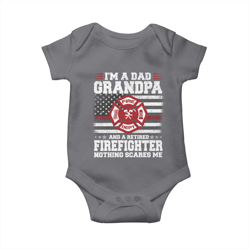 Retired Firefighter Grandpa Baby Onesie Retro American Flag TS10 Charcoal Print Your Wear