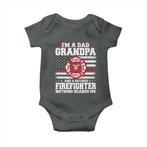 Retired Firefighter Grandpa Baby Onesie Retro American Flag TS10 Dark Heather Print Your Wear