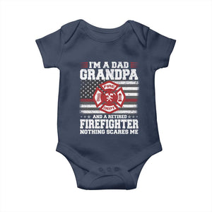 Retired Firefighter Grandpa Baby Onesie Retro American Flag TS10 Navy Print Your Wear