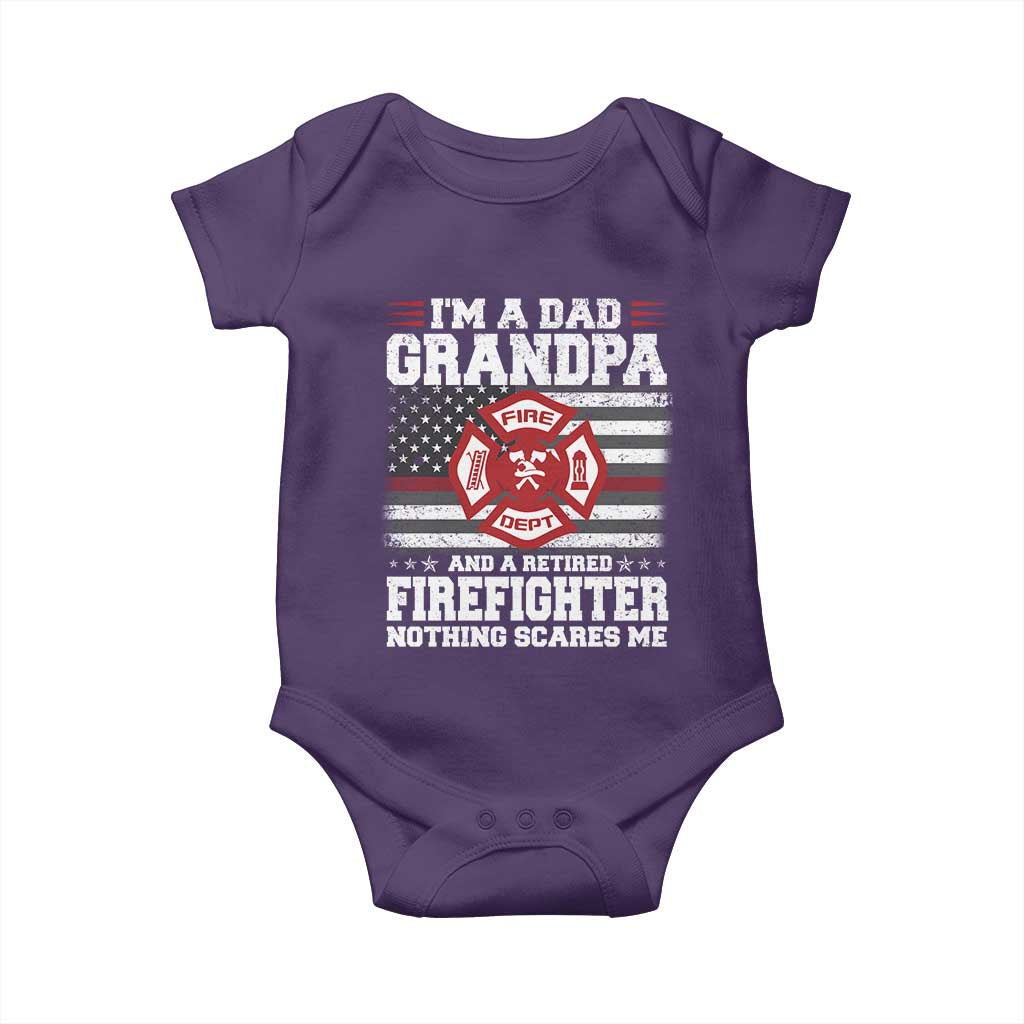 Retired Firefighter Grandpa Baby Onesie Retro American Flag TS10 Purple Print Your Wear