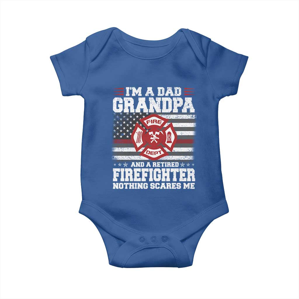 Retired Firefighter Grandpa Baby Onesie Retro American Flag TS10 Royal Blue Print Your Wear