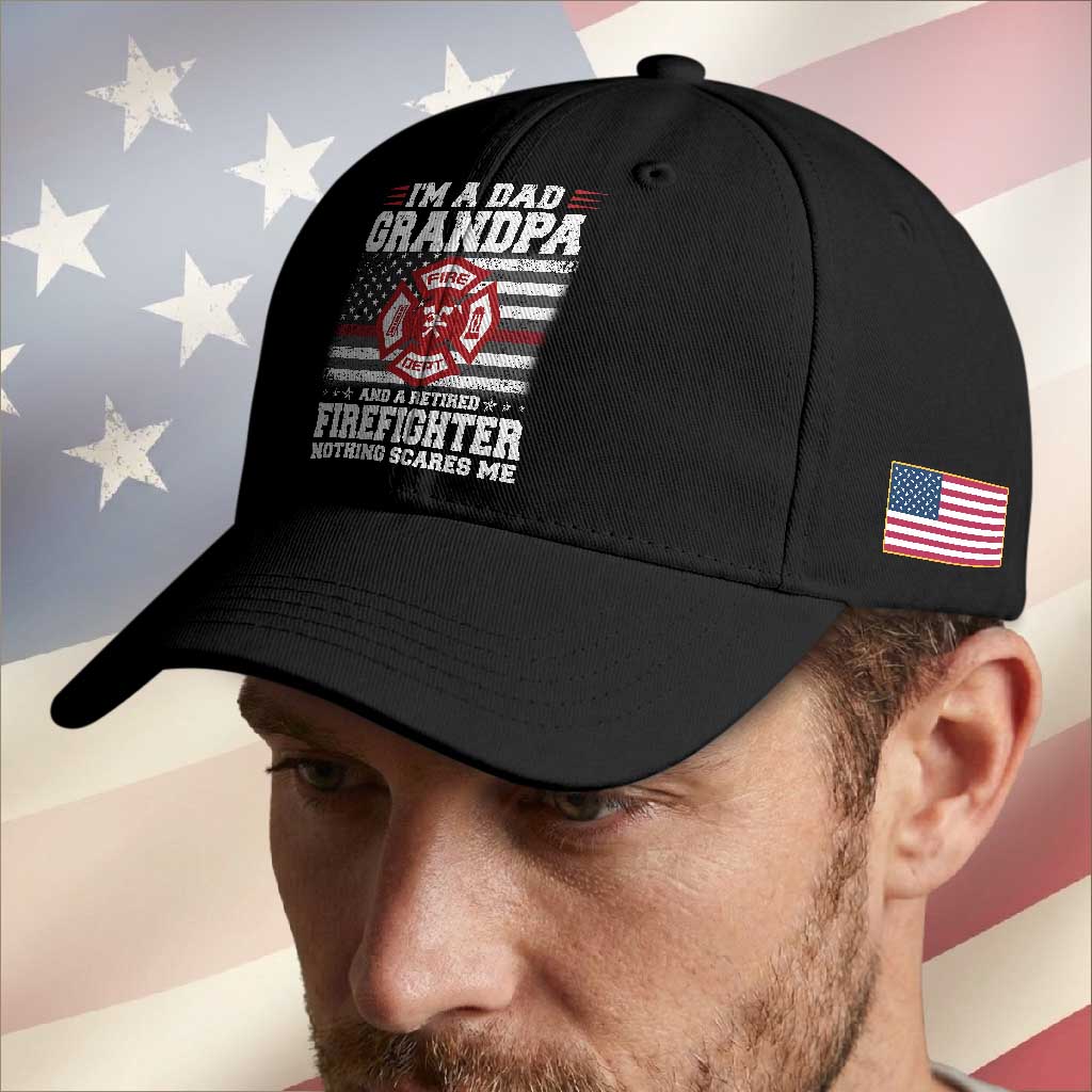Retired Firefighter Grandpa Baseball Cap Retro American Flag TS10 Print Your Wear