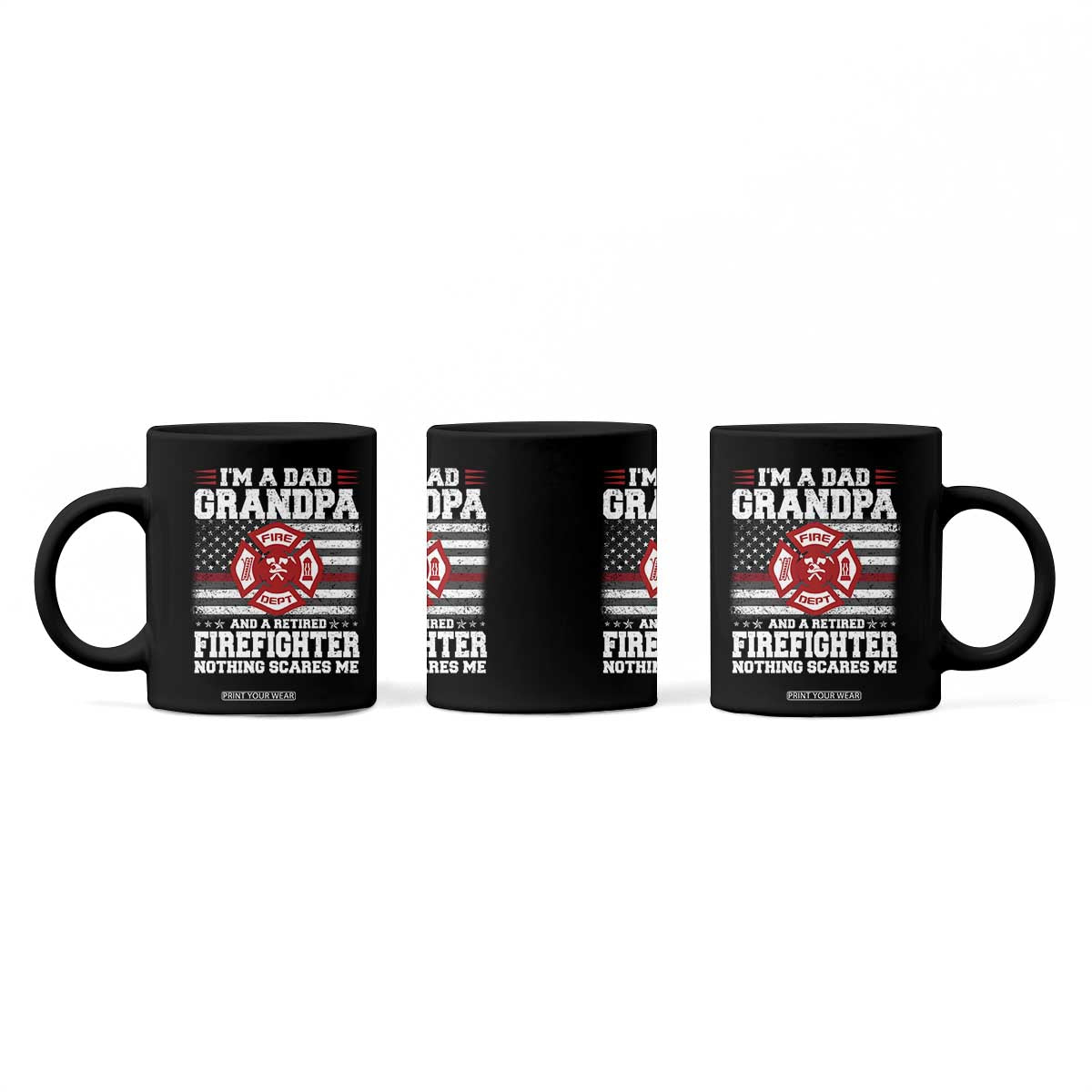 Retired Firefighter Grandpa Coffee Mug Retro American Flag TS10 Print Your Wear