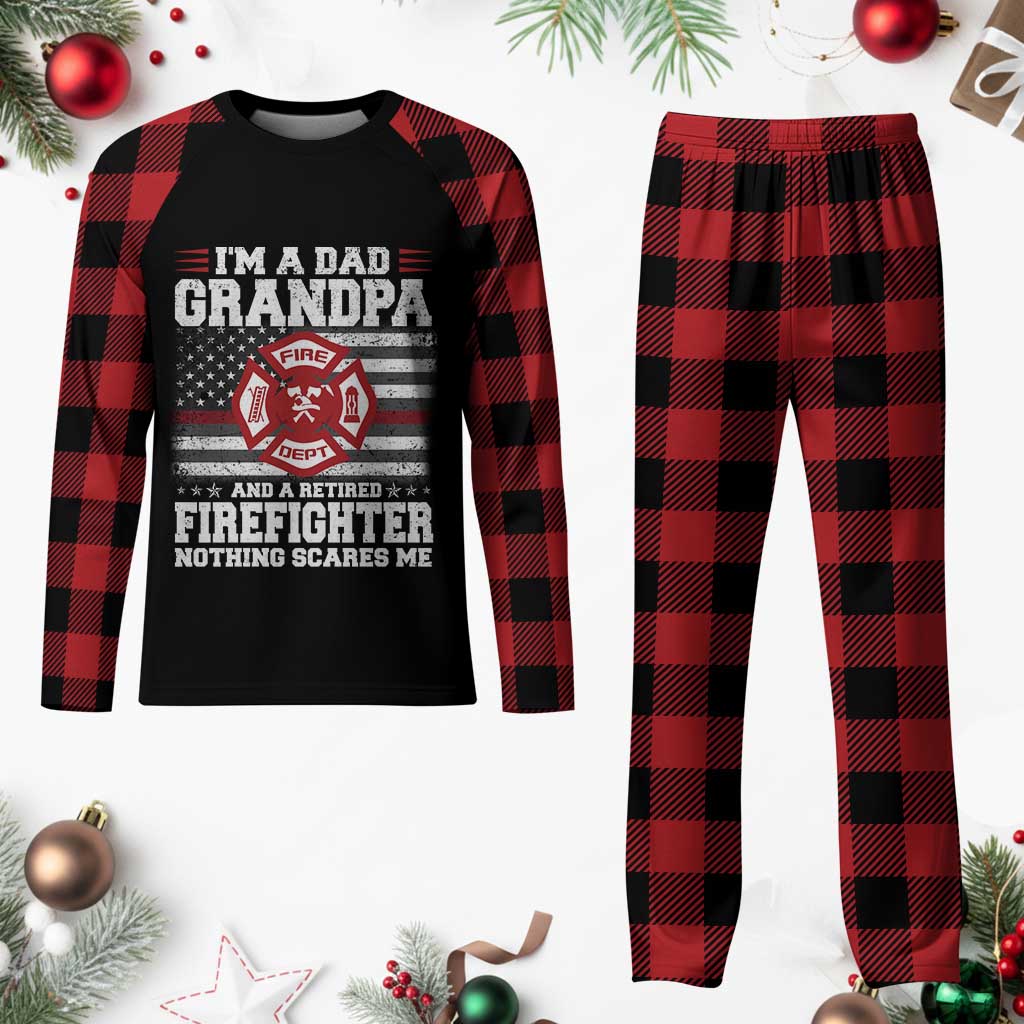 Retired Firefighter Grandpa Plaid Pajama Set Retro American Flag TS10 Buffalo Plaid Print Your Wear