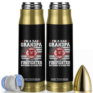 Retired Firefighter Grandpa Bullet Tumbler Retro American Flag TS10 Black Print Your Wear