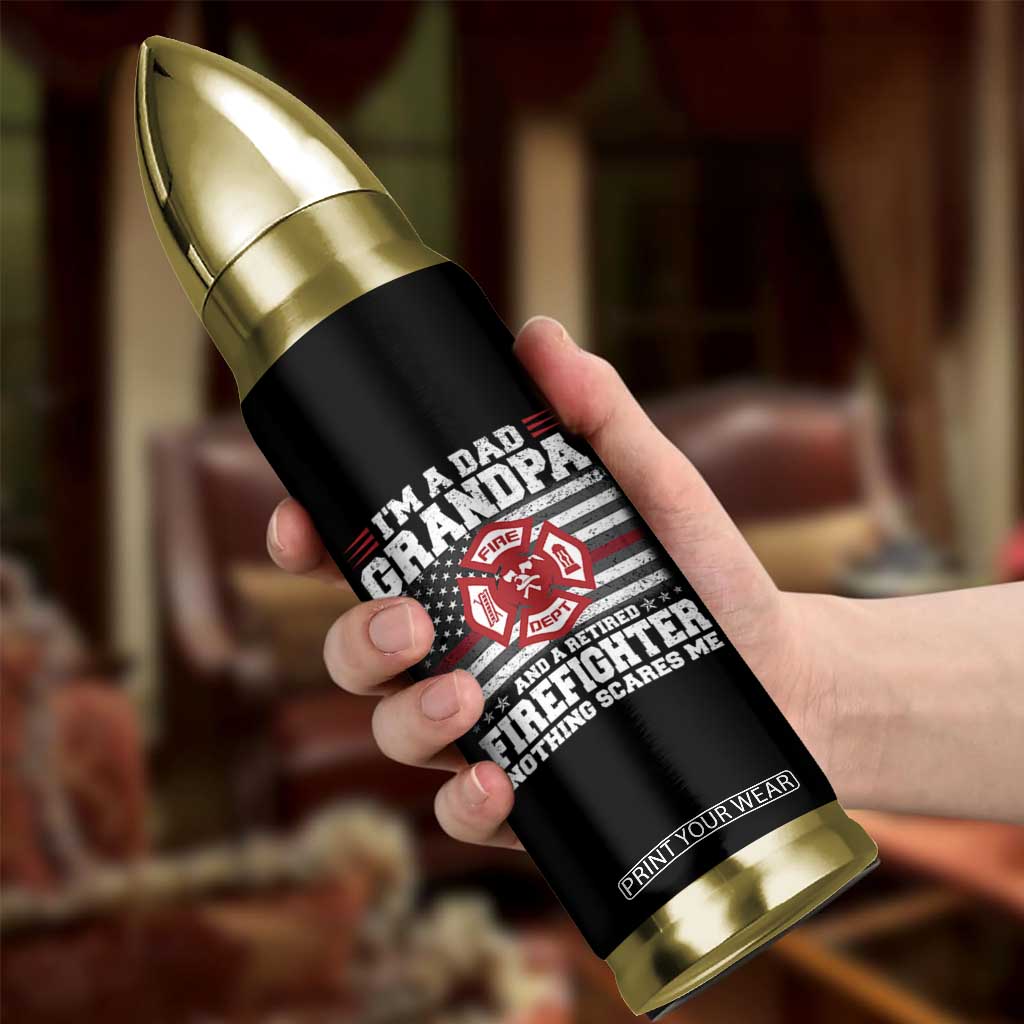 Retired Firefighter Grandpa Bullet Tumbler Retro American Flag TS10 Print Your Wear