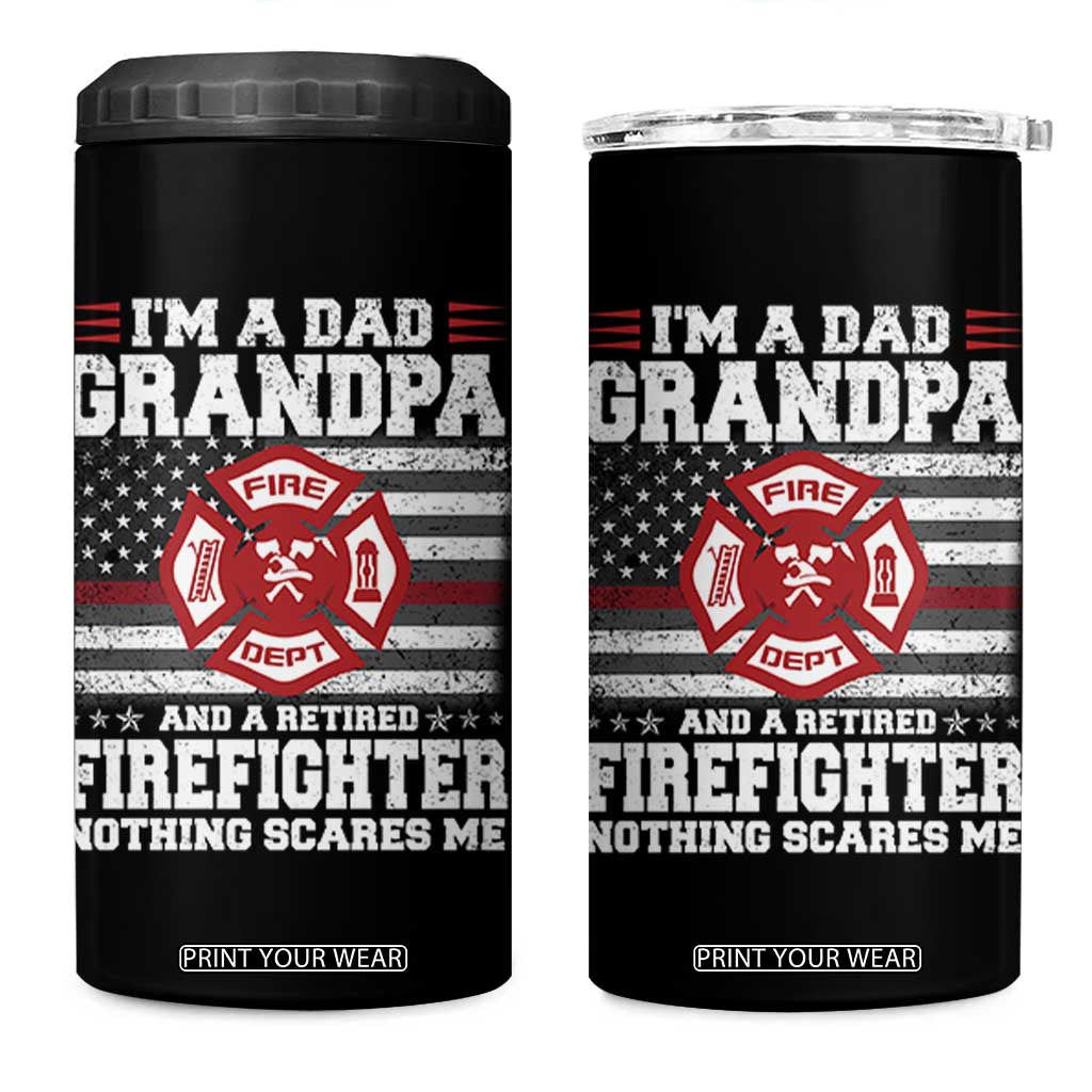 Retired Firefighter Grandpa 4 in 1 Can Cooler Tumbler Retro American Flag TS10 One Size: 16 oz Black Print Your Wear