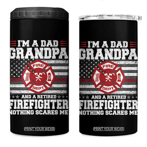 Retired Firefighter Grandpa 4 in 1 Can Cooler Tumbler Retro American Flag TS10 One Size: 16 oz Black Print Your Wear