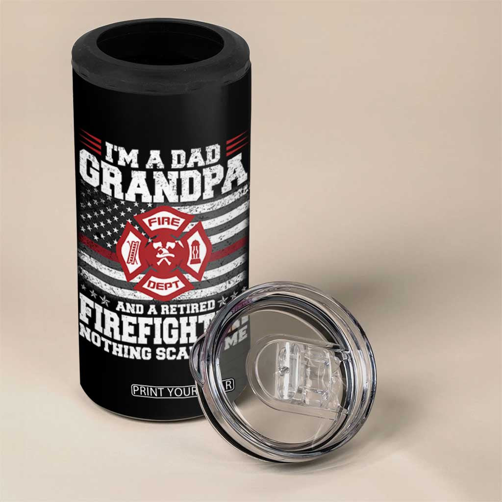 Retired Firefighter Grandpa 4 in 1 Can Cooler Tumbler Retro American Flag TS10 Print Your Wear