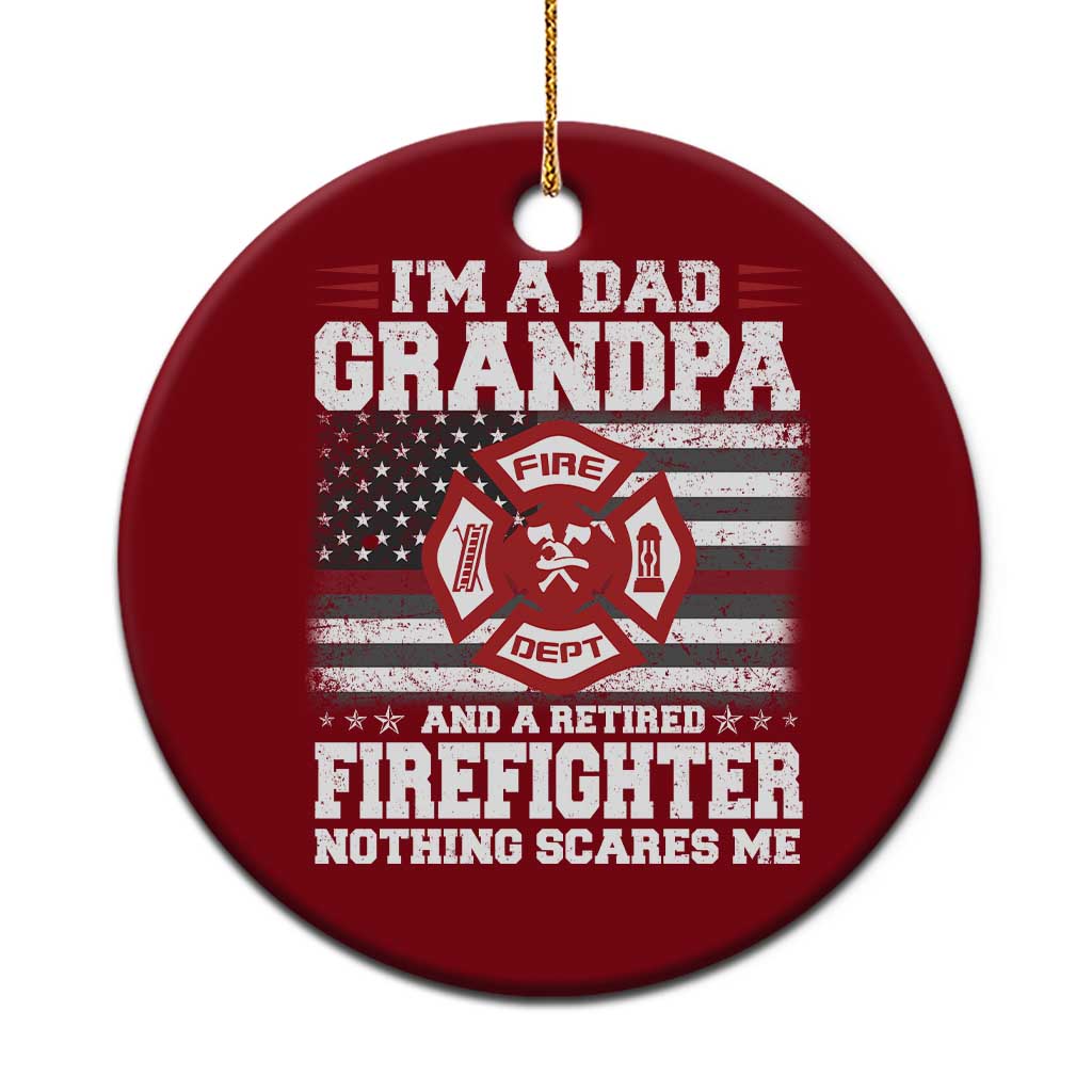Retired Firefighter Grandpa Ceramic Ornament Retro American Flag TS10 1pc Red Print Your Wear