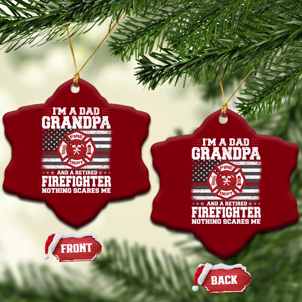 Retired Firefighter Grandpa Ceramic Ornament Retro American Flag TS10 Print Your Wear