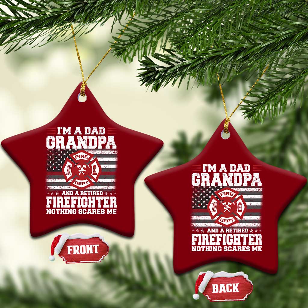 Retired Firefighter Grandpa Ceramic Ornament Retro American Flag TS10 Print Your Wear