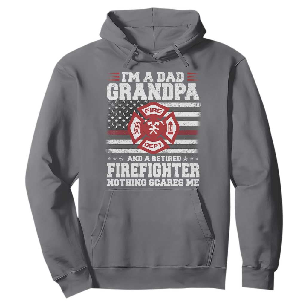 Retired Firefighter Grandpa Hoodie Retro American Flag TS10 Charcoal Print Your Wear