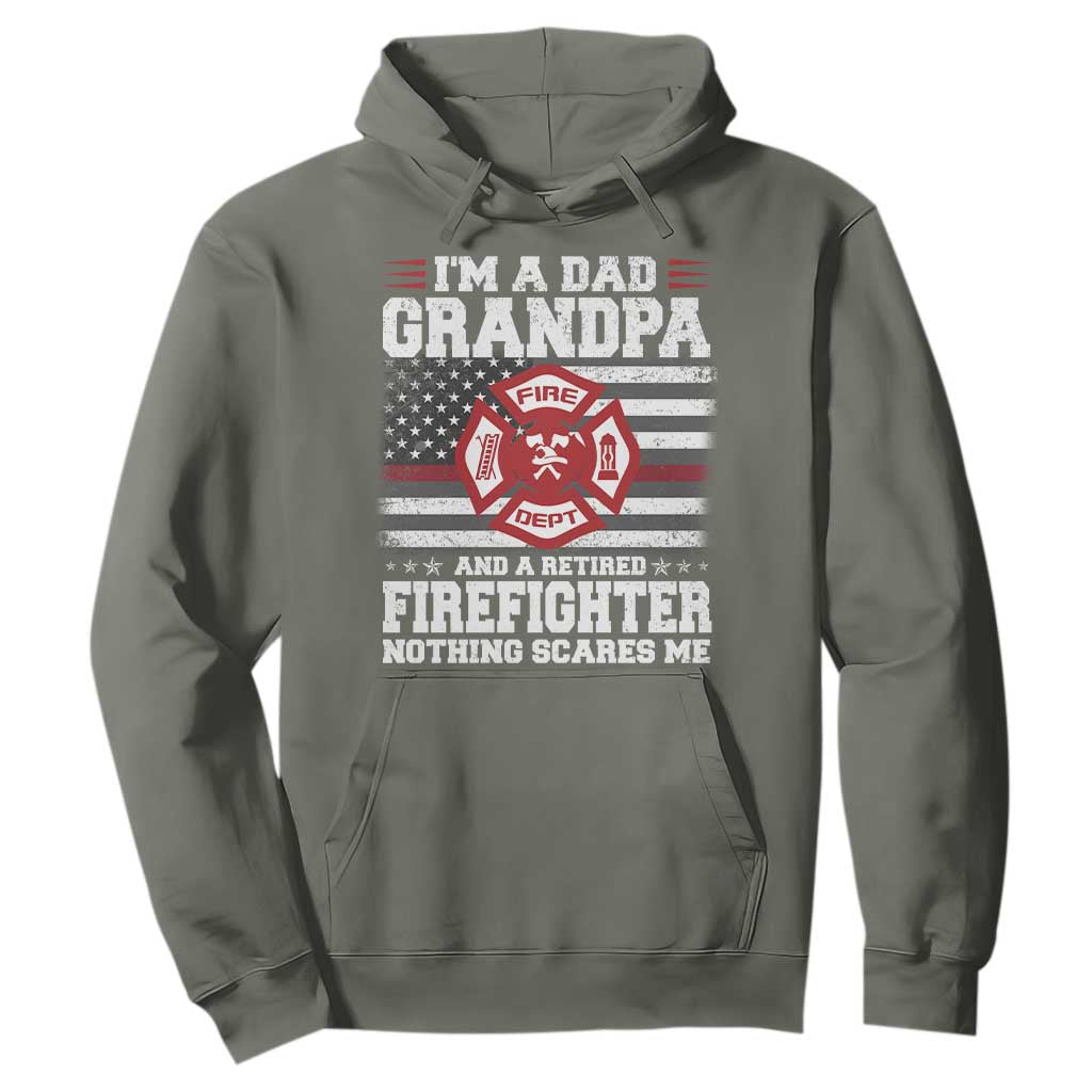 Retired Firefighter Grandpa Hoodie Retro American Flag TS10 Military Green Print Your Wear