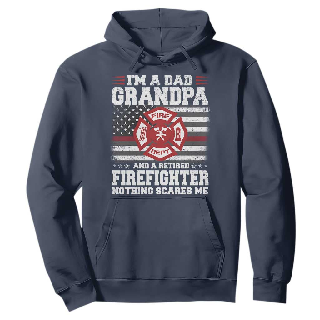 Retired Firefighter Grandpa Hoodie Retro American Flag TS10 Navy Print Your Wear