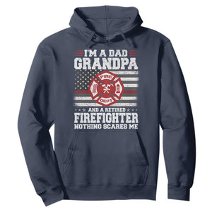 Retired Firefighter Grandpa Hoodie Retro American Flag TS10 Navy Print Your Wear