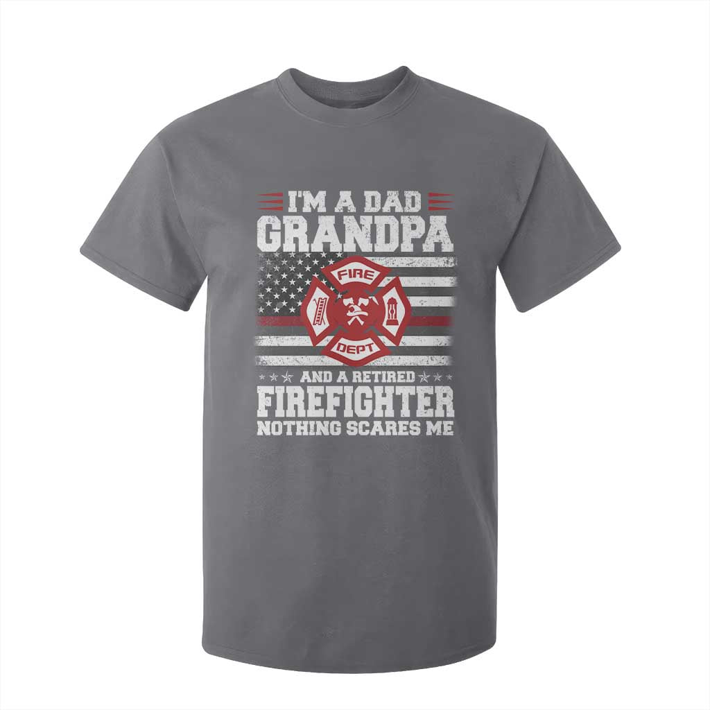 Retired Firefighter Grandpa T Shirt For Kid Retro American Flag TS10 Charcoal Print Your Wear