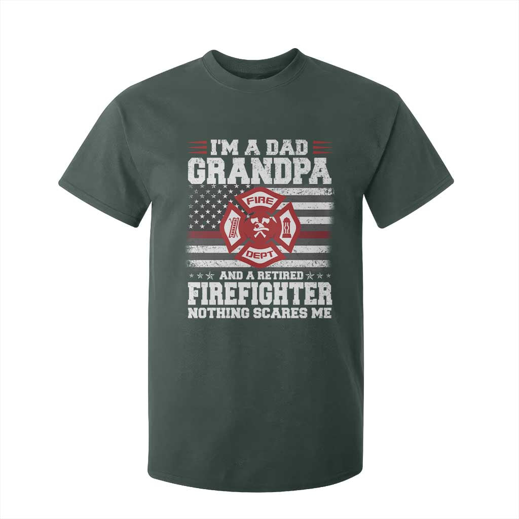 Retired Firefighter Grandpa T Shirt For Kid Retro American Flag TS10 Dark Forest Green Print Your Wear