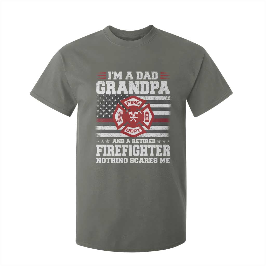 Retired Firefighter Grandpa T Shirt For Kid Retro American Flag TS10 Military Green Print Your Wear