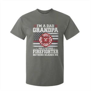 Retired Firefighter Grandpa T Shirt For Kid Retro American Flag TS10 Military Green Print Your Wear