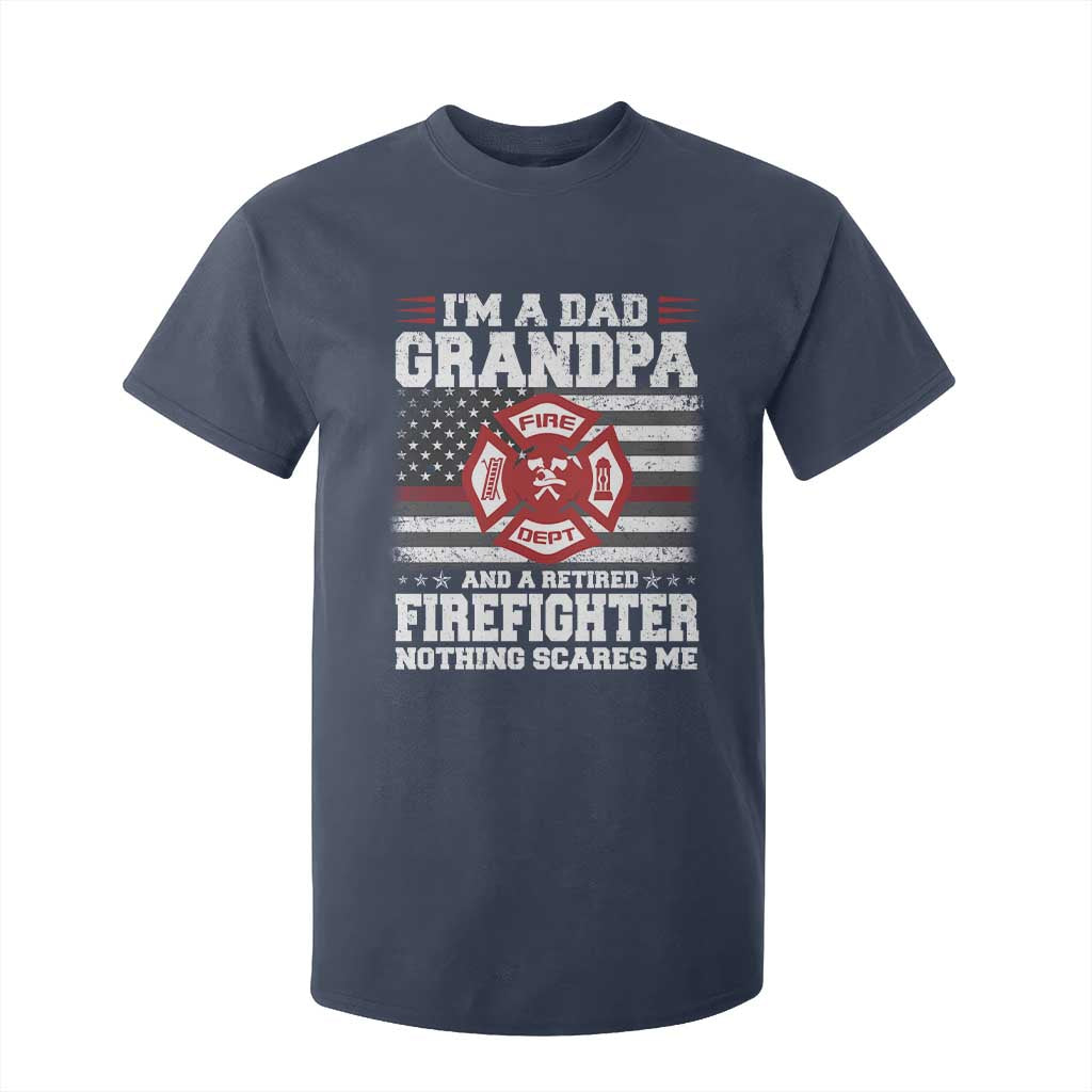 Retired Firefighter Grandpa T Shirt For Kid Retro American Flag TS10 Navy Print Your Wear