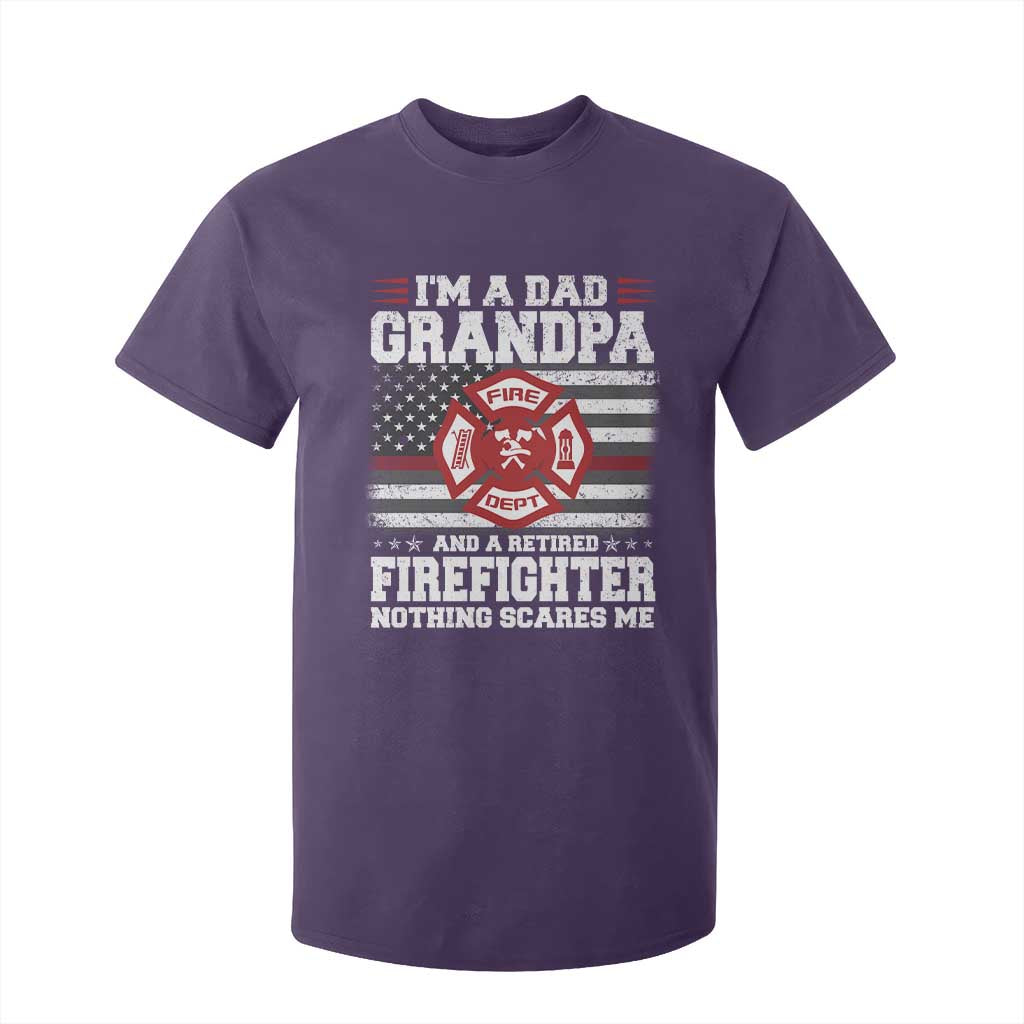 Retired Firefighter Grandpa T Shirt For Kid Retro American Flag TS10 Purple Print Your Wear